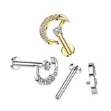 Titanium CZ Crescent Moon Top Lip Labret Ear Cartilage