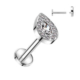 Titanium Teardrop CZ Top Labret Tragus Snug Ear Cartilage Helix Studs