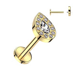 Implant Titanium Ear Cartilage Labret With Teardrop CZ Top