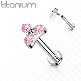 Titanium CZ Trinity Top Labret Tragus Snug Ear Cartilage Helix Studs