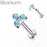 Titanium CZ Trinity Top Labret Tragus Snug Ear Cartilage Helix Studs