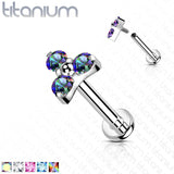Titanium CZ Trinity Top Labret Tragus Snug Ear Cartilage Helix Studs