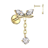 Titanium Marquise CZ Bow & CZ Dangle Top Lip Labret Ear Cartilage Tragus