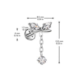 Titanium Marquise CZ Bow & CZ Dangle Top Lip Labret Ear Cartilage Tragus