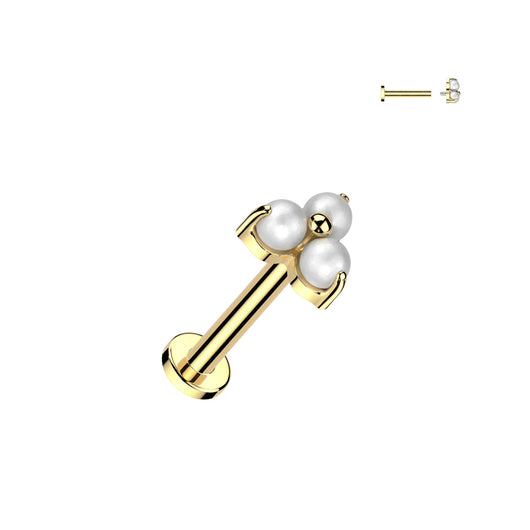 Titanium Pearl Prong Set Triangle Top Lip Labret