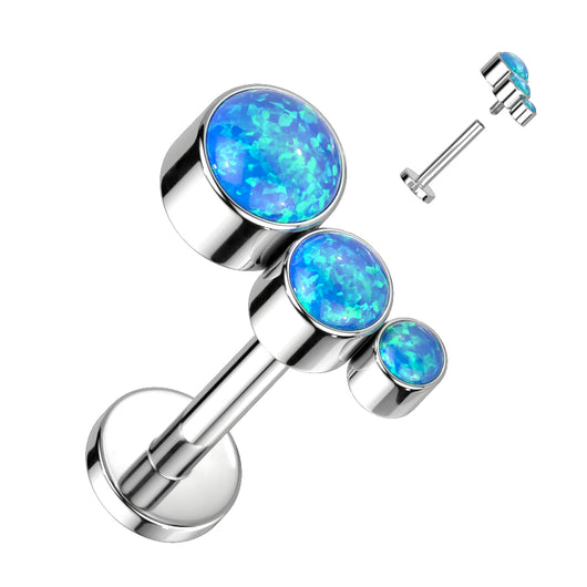 Implant Titanium Bezel Set 3 Opal Curved Top Lip Labret Ear Cartilage