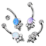Titanium Bezel Set CZ Or Opal Belly Button Ring