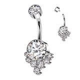 Titanium Bezel Set CZ Cluster Belly Button Ring