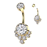 Titanium Bezel Set CZ Cluster Belly Button Ring