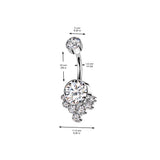 Titanium Bezel Set CZ Cluster Belly Button Ring
