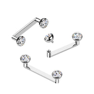 Titanium Bezel CZ Ball Anchor Dermal Surface Bar Piercing 14G