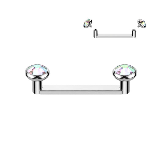 Titanium Bezel Crystal Top Anchor Dermal Surface Barbell 16G