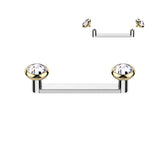 Titanium Bezel Crystal Top Anchor Dermal Surface Barbell 16G