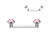 Titanium Bezel Crystal Top Anchor Dermal Surface Barbell 16G