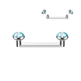 Titanium Bezel Crystal Top Anchor Dermal Surface Barbell 16G