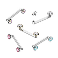 Titanium Bezel Crystal Top Anchor Dermal Surface Barbell 14G