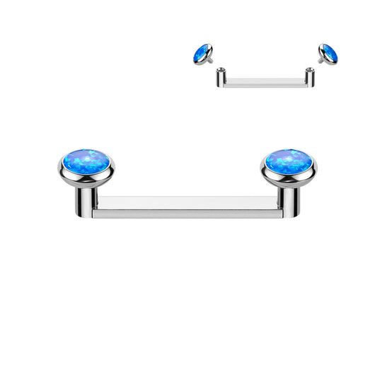 Titanium Bezel Opal Top Surface Barbell Dermal Anchor Piercing