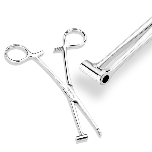 Stainless Steel Bucket End Tragus Type Forceps Piercing Tools 6