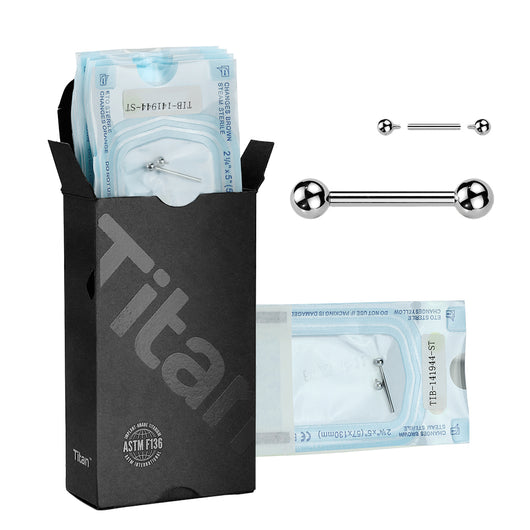 20 Pc Pack Titanium Pre-Sterilized Internally Threaded Barbell For Tongue Nipple