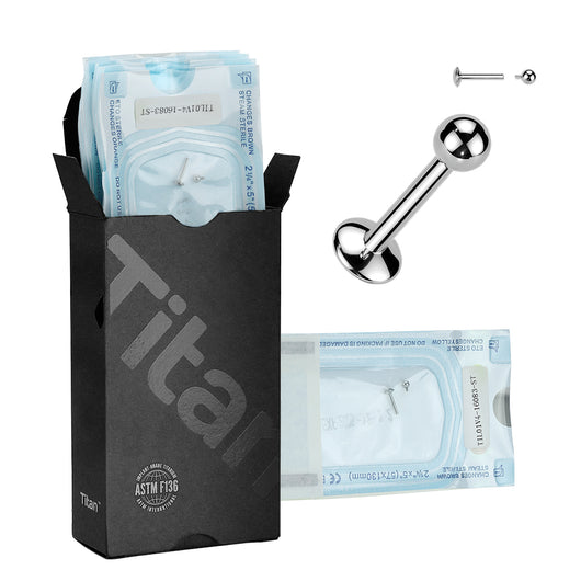 20 Pc Titanium Pre-Sterilized Internally Threaded Ball Top Stud For Labret Helix