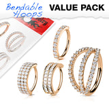 4 Pcs Value Pack Bendable Cartilage Tragus Helix Earrings Hoop Nose Rings