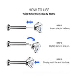 Titanium Threadless Floating Convex Basel 5 CZ Fan Top Belly Button Ring
