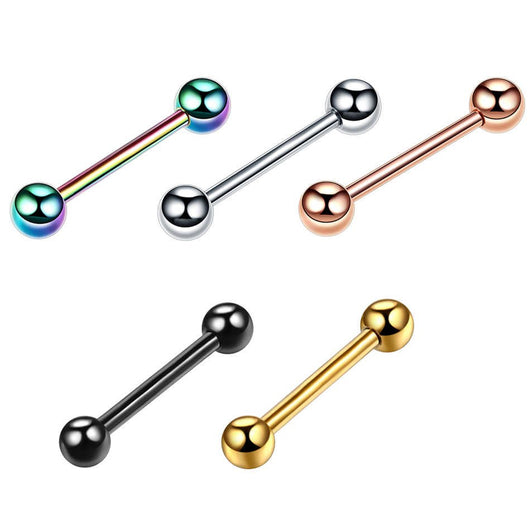 Plain Titanium Gold Barbell Tongue Ring Industrial Barbell Nipple Rings 14GA