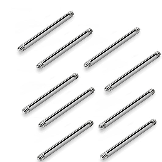 10 Pc Pack 316L Surgical Steel Barbells Tongue Rings Nipple Rings 14GA
