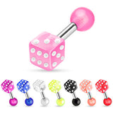 Assorted Acrylic 5 mm Dice Ball Barbell Tongue Rings