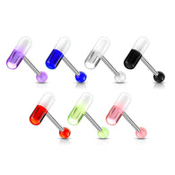 UV Acrylic 2 Color Pill Ball Barbell Tongue Rings