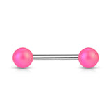 Matte Finish Pearlish Ball 316L Surgical Steel Tongue Ring
