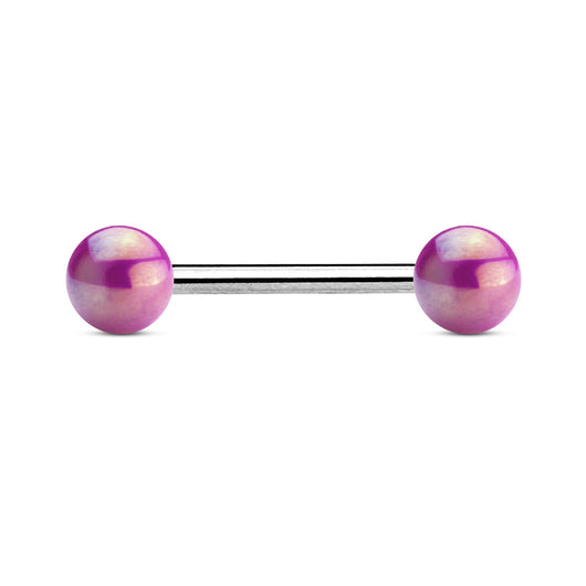 Metallic Coated Acrylic Ball Barbell Tongue Rings