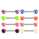 Metallic Coated Acrylic Ball Barbell Tongue Rings