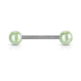 Pearl Coated Acrylic Ball Nipple Barbell Tongue Rings