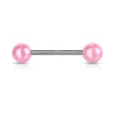 Pearl Coated Acrylic Ball Nipple Barbell Tongue Rings