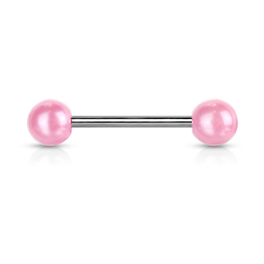 Pearl Coated Acrylic Ball Nipple Barbell Tongue Rings