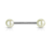Pearl Coated Acrylic Ball Nipple Barbell Tongue Rings