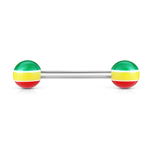 Color Stripe Acrylic Ball Barbell Tongue Rings Nipple Barbell 14GA