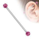 Crystal Paved Ferido Balls Surgical Steel Industrial Barbells