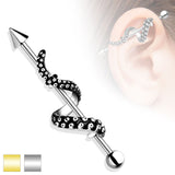 Tentacle Wrapped 316L Surgical Steel Industrial Barbell