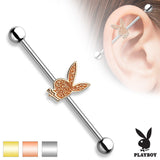 Sand Blast Sparkling Playboy Bunny Surgical Steel Industrial Barbells