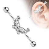 Marquise and Round CZ Butterfly Surgical Steel Industrial Barbells