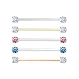 7mm Prong Set CZ Surgical Steel Industrial Barbells