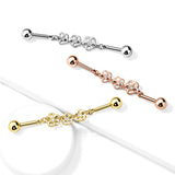 Triple Flower CZ Chain 316L Surgical Steel Industrial Barbells