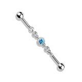 Triple Round CZ Chain 316L Surgical Steel Industrial Barbells