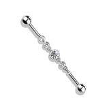 Triple Round CZ Chain 316L Surgical Steel Industrial Barbells