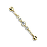Triple Round CZ Chain 316L Surgical Steel Industrial Barbells