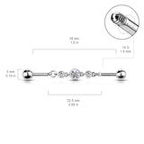 Triple Round CZ Chain 316L Surgical Steel Industrial Barbells