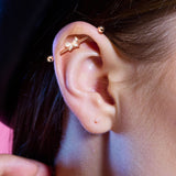 Gold Plated Marquise CZ Paved Butterfly Industrial Barbells