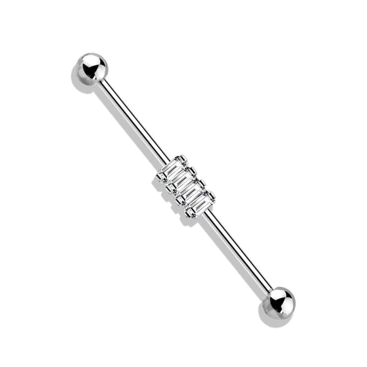 4 Square CZ Set 316L Surgical Steel Industrial Barbells